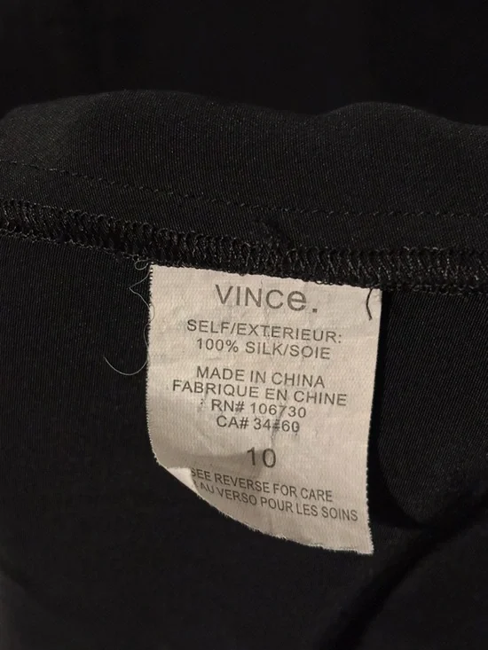 Vince Black Deep V Long Sleeve Tunic 100% Silk Size 10 - Picture 5 of 8